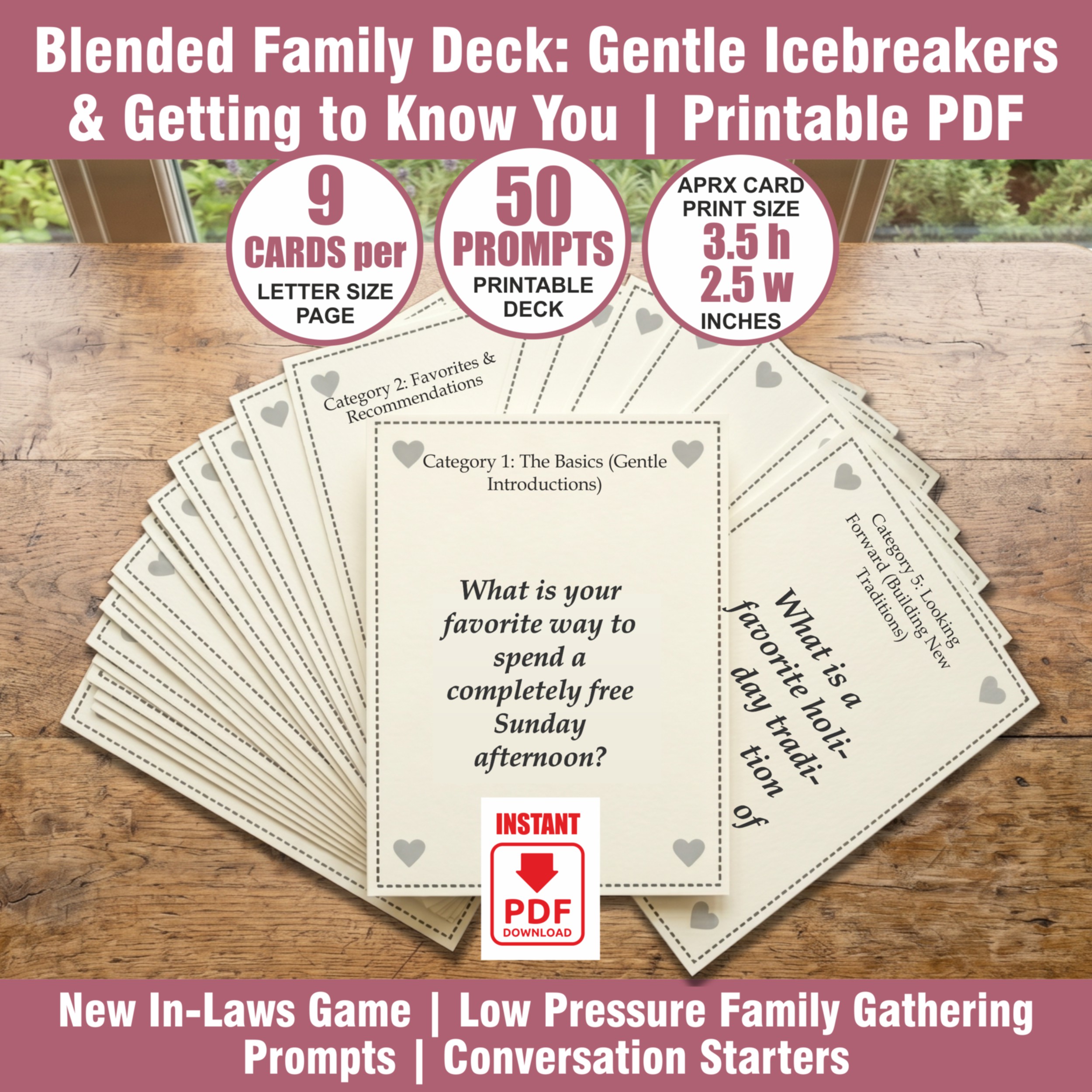 Blended Family Deck: Gentle Icebreakers & Getting to Know You | Printable PDF